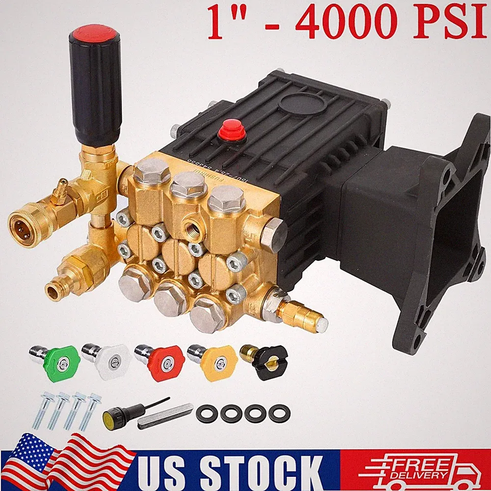 Pressure Washer Pump 1" Shaft Horizontal Plunger Power Water Pump 4000PSI 4.4GPM