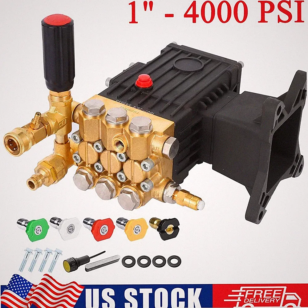 Pressure Washer Pump 1" Shaft Horizontal Plunger Pressure Pump 4000 PSI 4.4 GPM