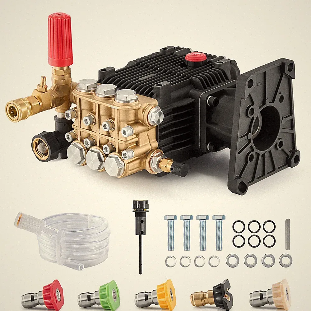 Pressure Washer Pump 1" Shaft Horizontal Triplex Plunger 4300 PSI 4.4GPM