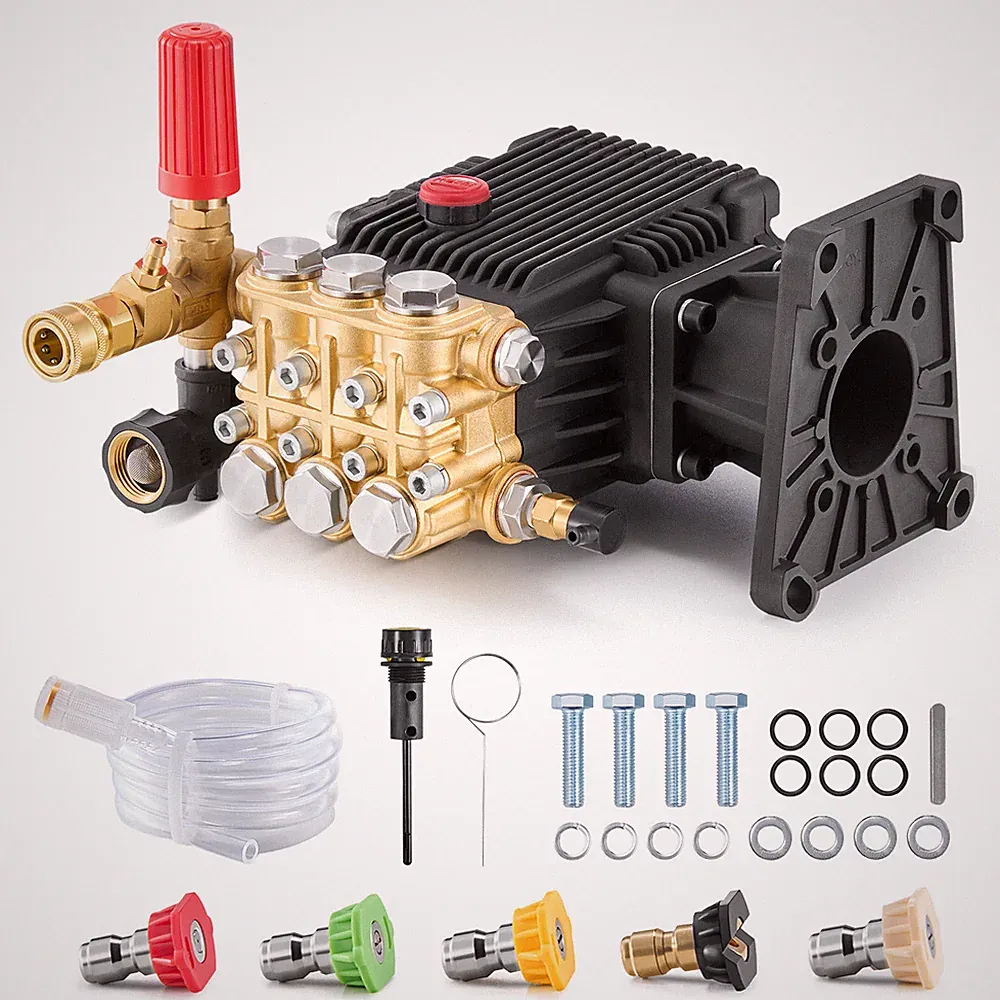 Pressure Washer Pump 1" Shaft Horizontal Triplex Plunger 4400 PSI 4.4GPM