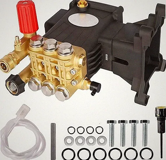 Pressure Washer Pump, 1" Shaft Horizontal Triplex Plunger, 4400 PSI Max, 4 GPM