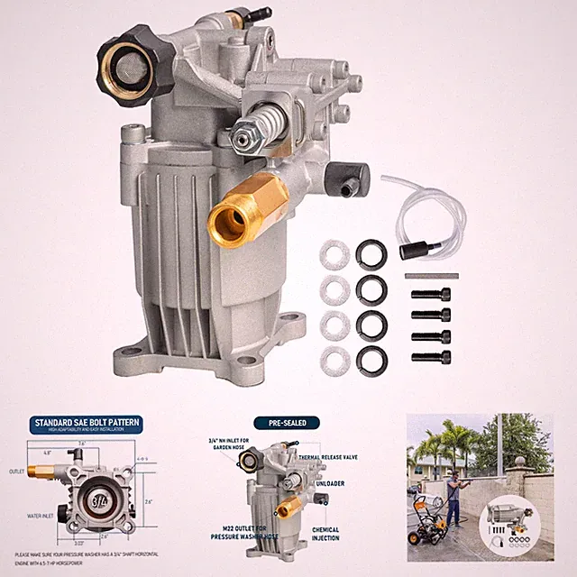 Pressure Washer Pump 3/4 Inch Shaft 3400 PSI 2.5 GPM Replacement for Gas Washers
