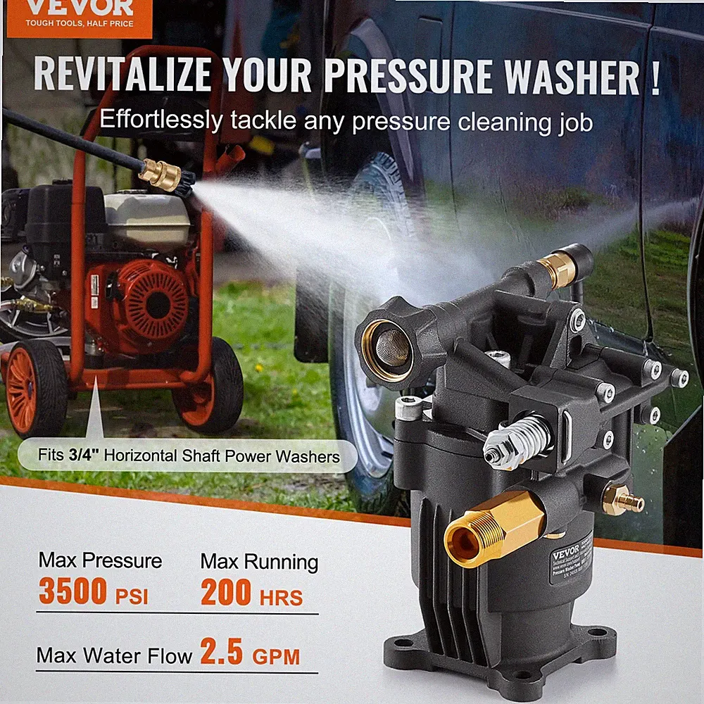 Pressure Washer Pump, 3/4" Shaft Horizontal, 3500 PSI, 2.5GPM, Generac