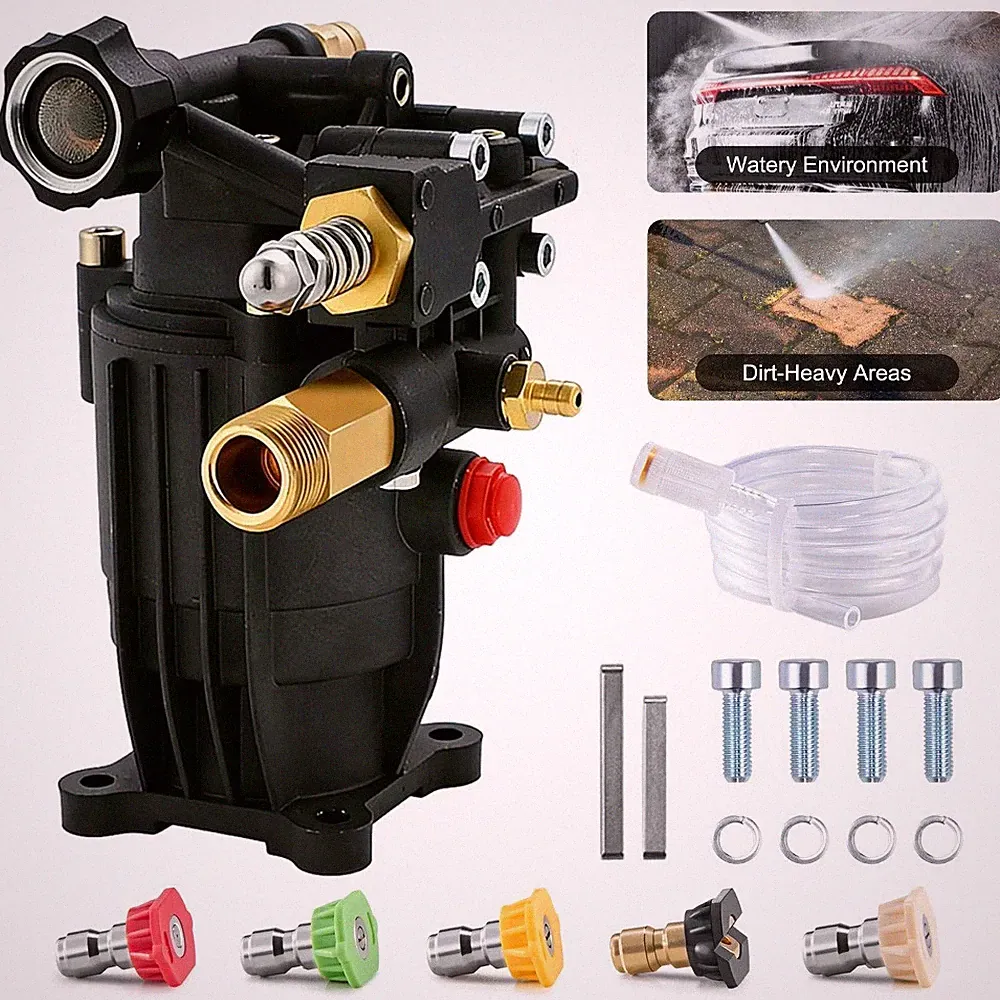 Pressure Washer Pump 3/4" Shaft Horizontal 3500 PSI 2.5GPM with 5 Nozzles
