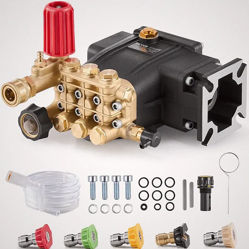 Pressure Washer Pump, 3/4" Shaft Horizontal Triplex Plunger, 3300 PSI, 2.5GPM Q