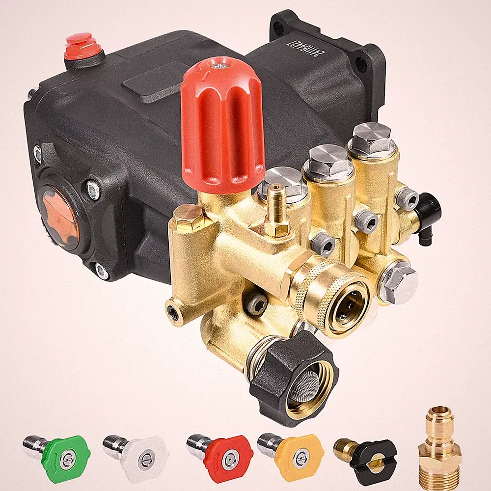 Pressure Washer Pump 3400 PSI Max 3.0 GPM, 3/4 Inch Shaft Horizontal Triplex...