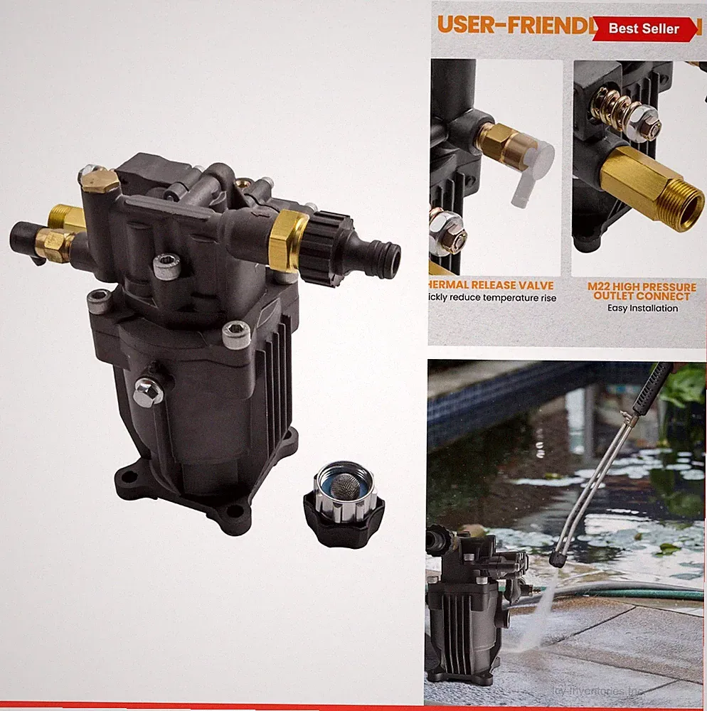 Pressure Washer Pump 3400PSI High Output For Cleaning Patio Driveway Car