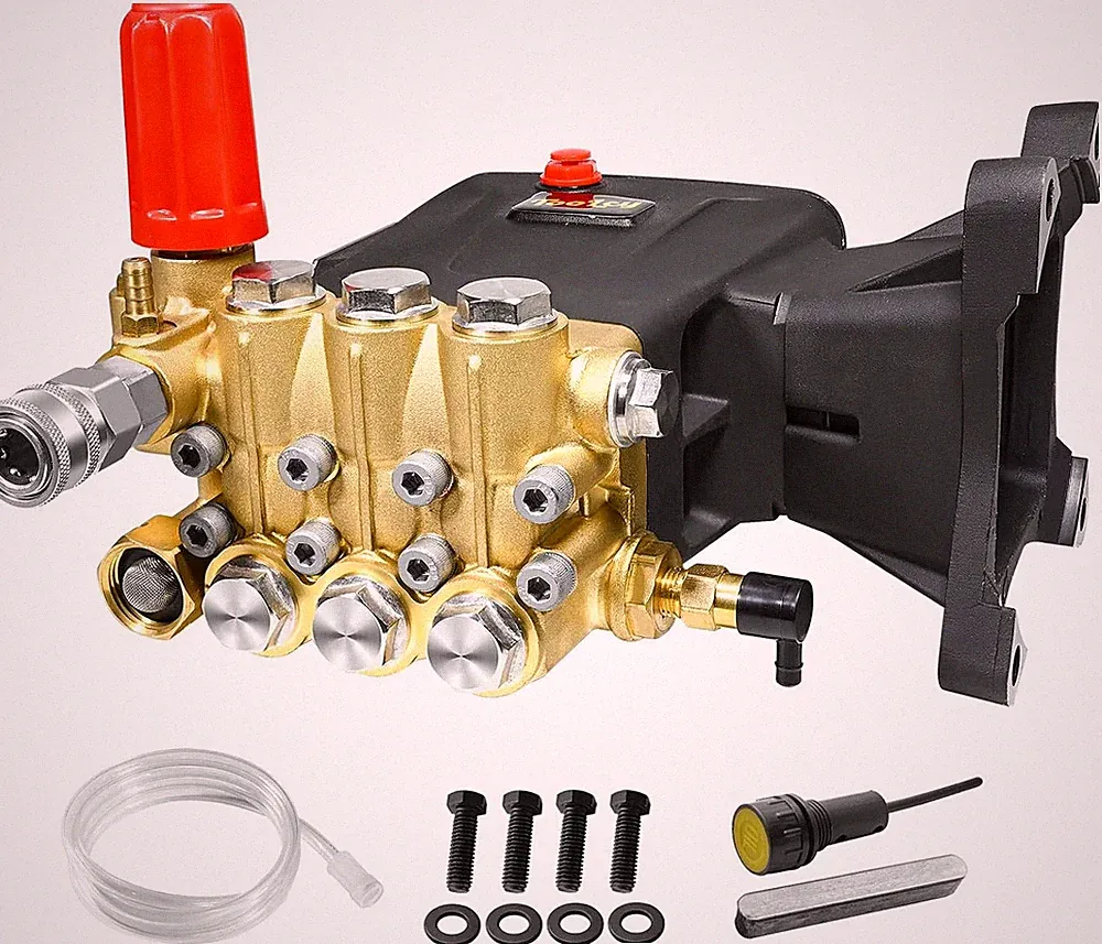 Pressure Washer Pump 3600-4400 PSI Max, 4 GPM Triplex Plunger Pressure Pump, Hor