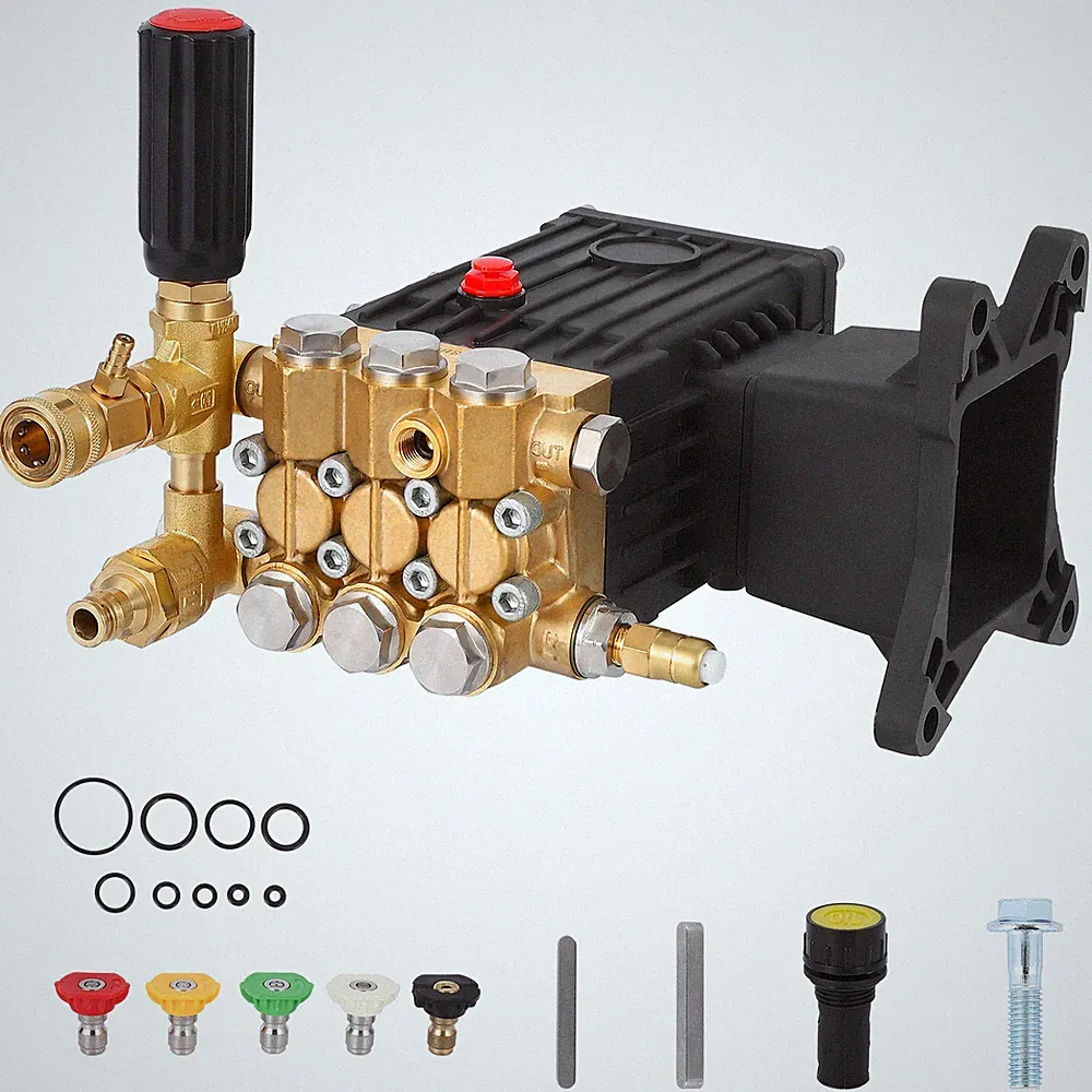Pressure Washer Pump 4000 PSI 4.4 GPM Horizontal Shaft Direct Drive Brass Head