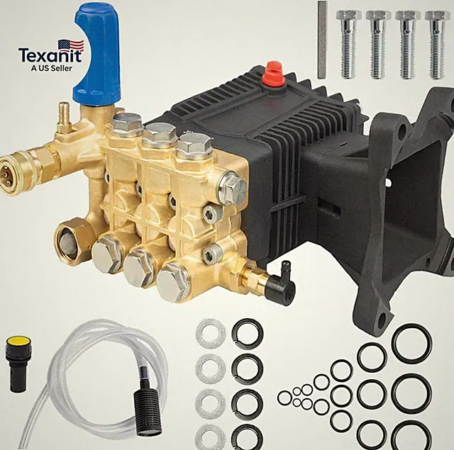 Pressure Washer Pump, 4400PSI 4GPM 1" Shaft Horizontal Triplex Plunger Power Was