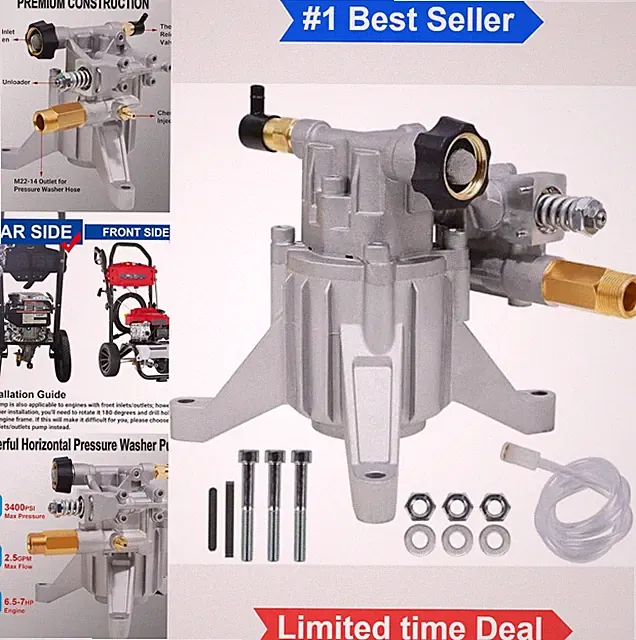 Pressure Washer Pump 7/8 Inch Shaft Vertical 3400 PSI 2.5 GPM Gas Replacement