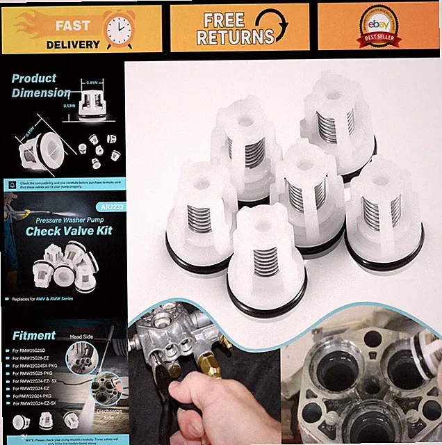 Pressure Washer Pump Check Valve Kit for RMV RMW Series - 6 Pack, EZ Start