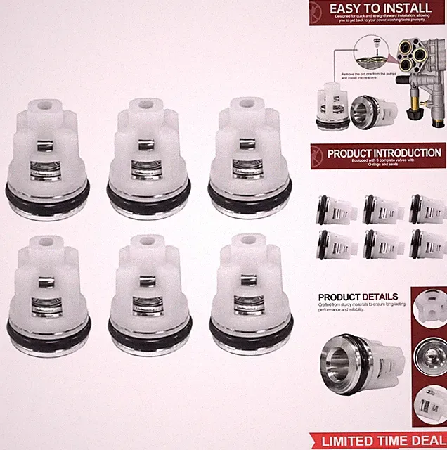 Pressure Washer Pump Rebuild Kit 6 Valves with O-Rings Seats Replacement Parts