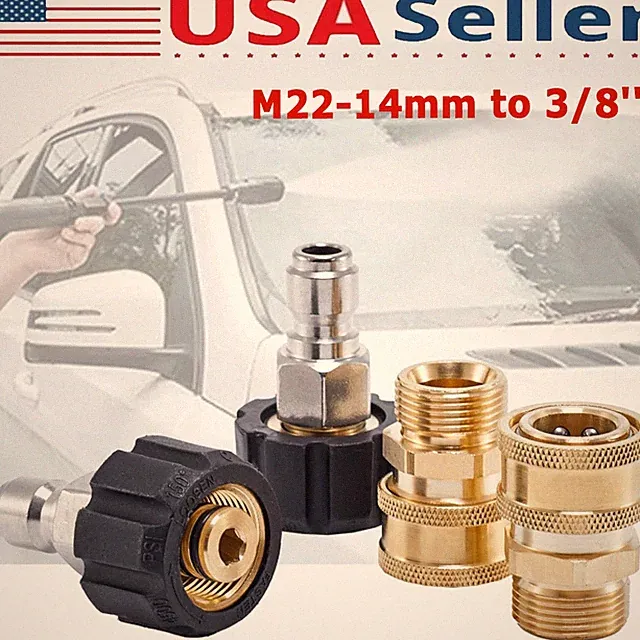 Pressure Washer Quick Connect Adapter Set M22-14mm Female to 3/8" Plug 5,000 PSI