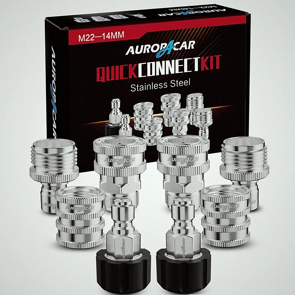 Pressure Washer Quick Connect Kit 8 Pack M22-14mm Swivel to 3/8" Fittings