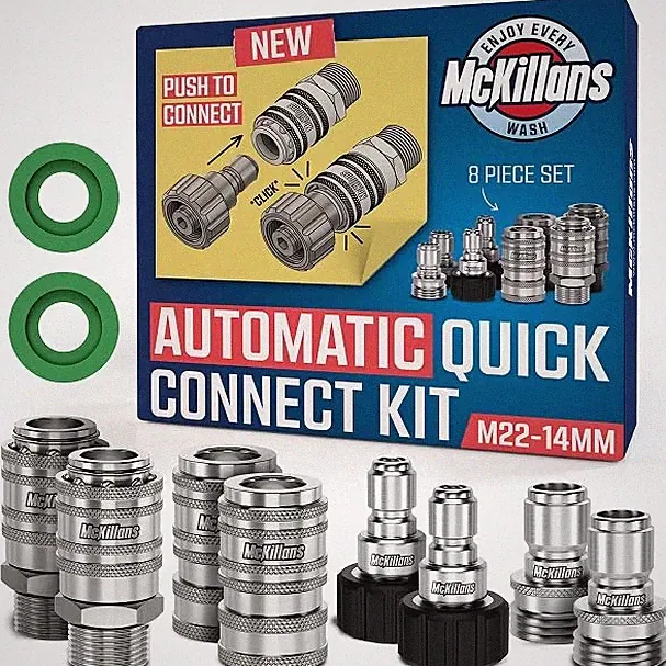 Pressure Washer Quick Connect Kit M22-14mm Fittings Hose Adapter Set 8-Piece