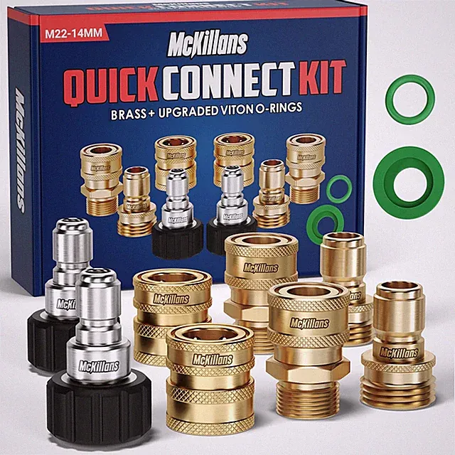 Pressure Washer Quick Connect Kit M22 14Mm to 3/8" for Power Washer Brass