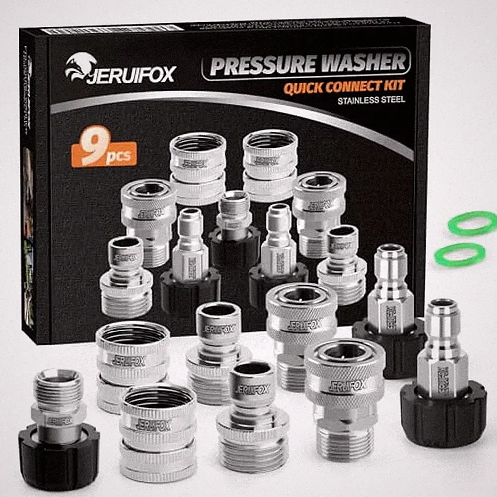 Pressure Washer Quick Connect Kit, Stainless Steel Pressure Washer Hose Adapt...