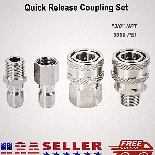 Pressure Washer Quick Release Coupling Set Heavy‑Duty 3/8" NPT Stainless Steel