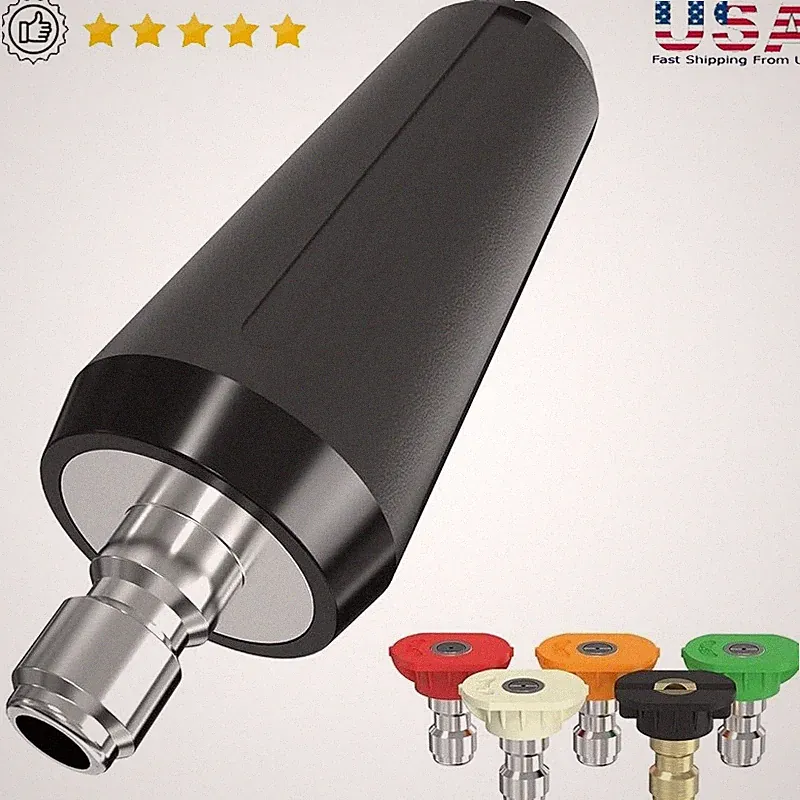 Pressure Washer Rotating Turbo Nozzle 2.0 GPM Quick Connect No Leak 5 Spray Tips