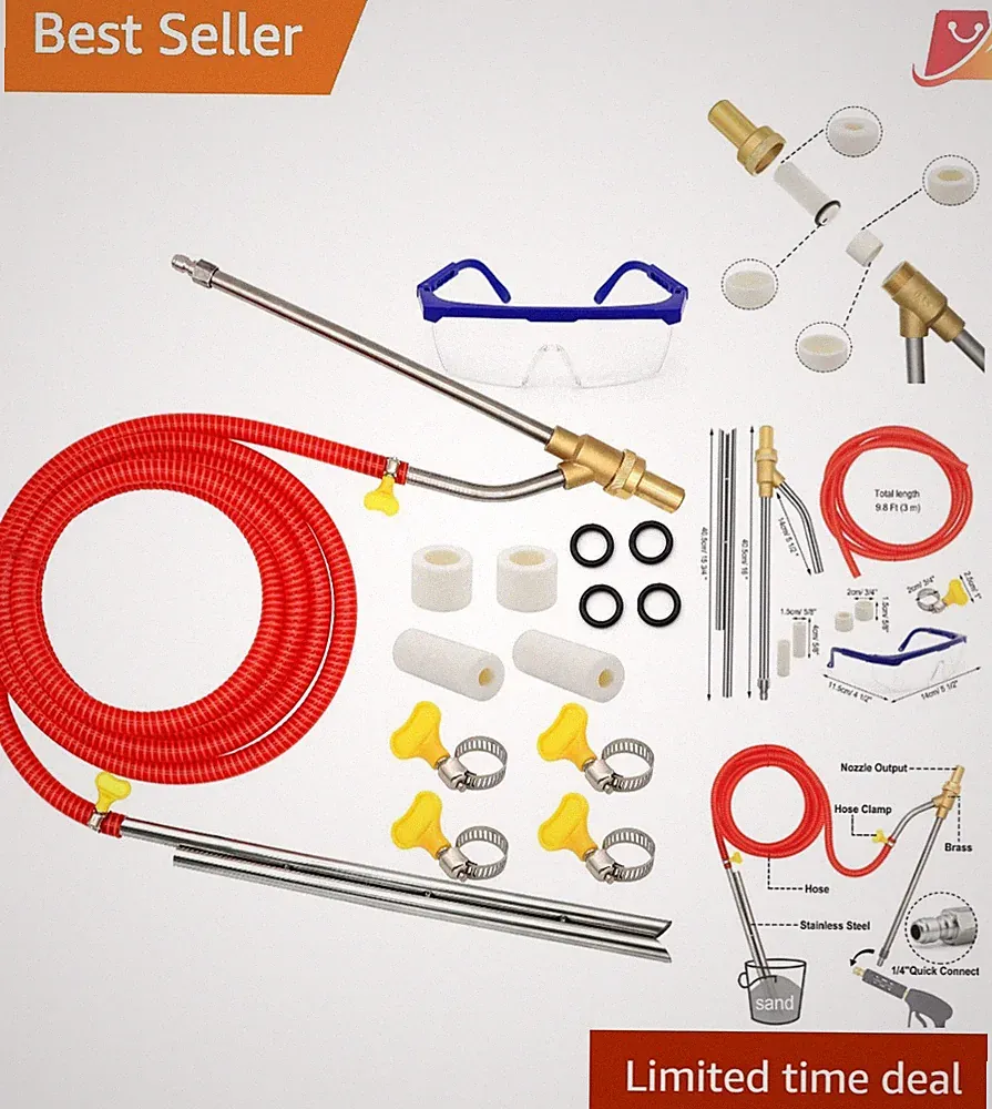 Pressure Washer Sandblasting Kit 5000 PSI Brass Nozzle for Rust Paint Removal