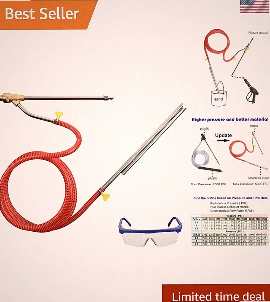 Pressure Washer Sandblasting Kit - 5000 PSI Wet Blaster Attachment with Goggles
