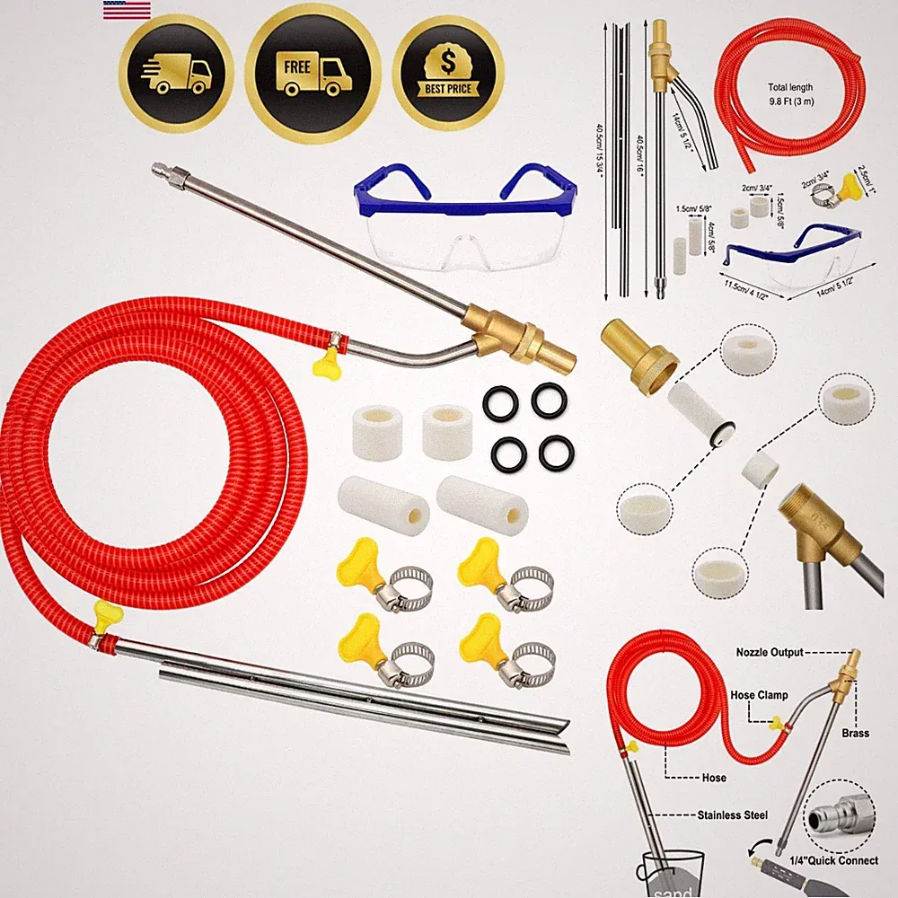 Pressure Washer Sandblasting Kit 5000 PSI Wet Sandblaster with Nozzles