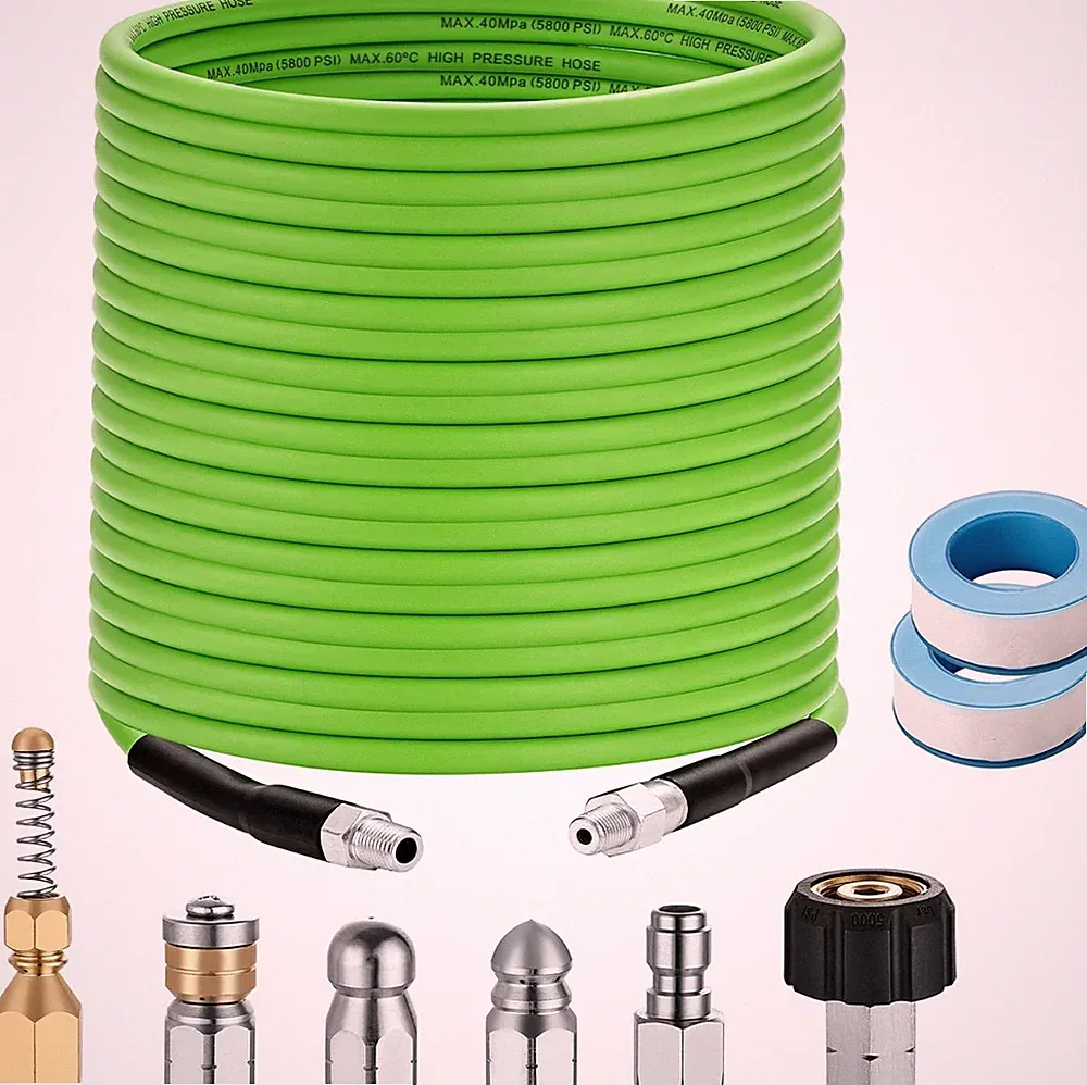 Pressure Washer Sewer Jetter Kit 100Ft X1/4 Hydro Drain Jetter Cleaner Hose Cor