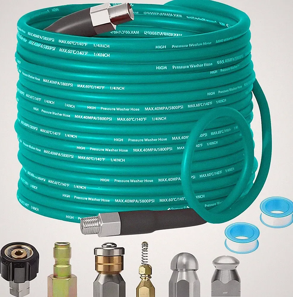 Pressure Washer Sewer Jetter Kit - 50Ft X1/4" Hydro Drain Jetter Cleaner Hose, C