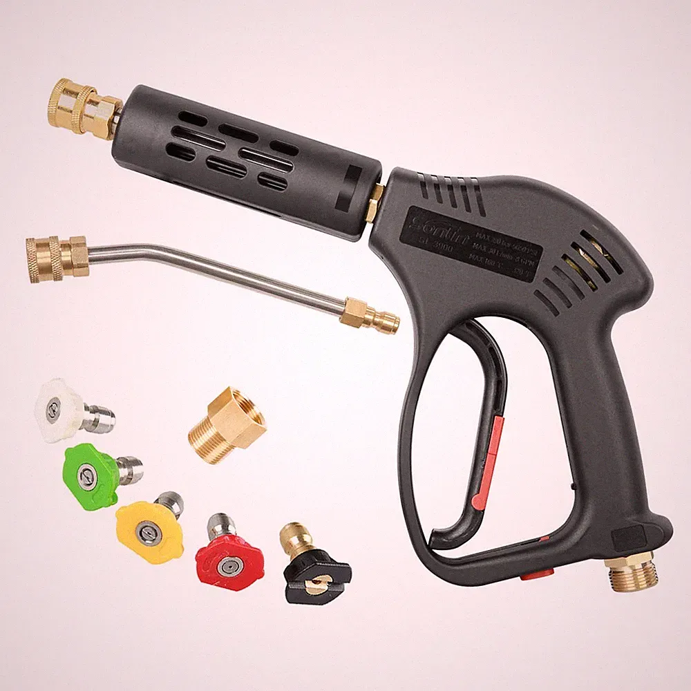 Pressure Washer Short , 5 Nozzle Tips, 7 Inch Extension Curved Rod, M22 Fitti...