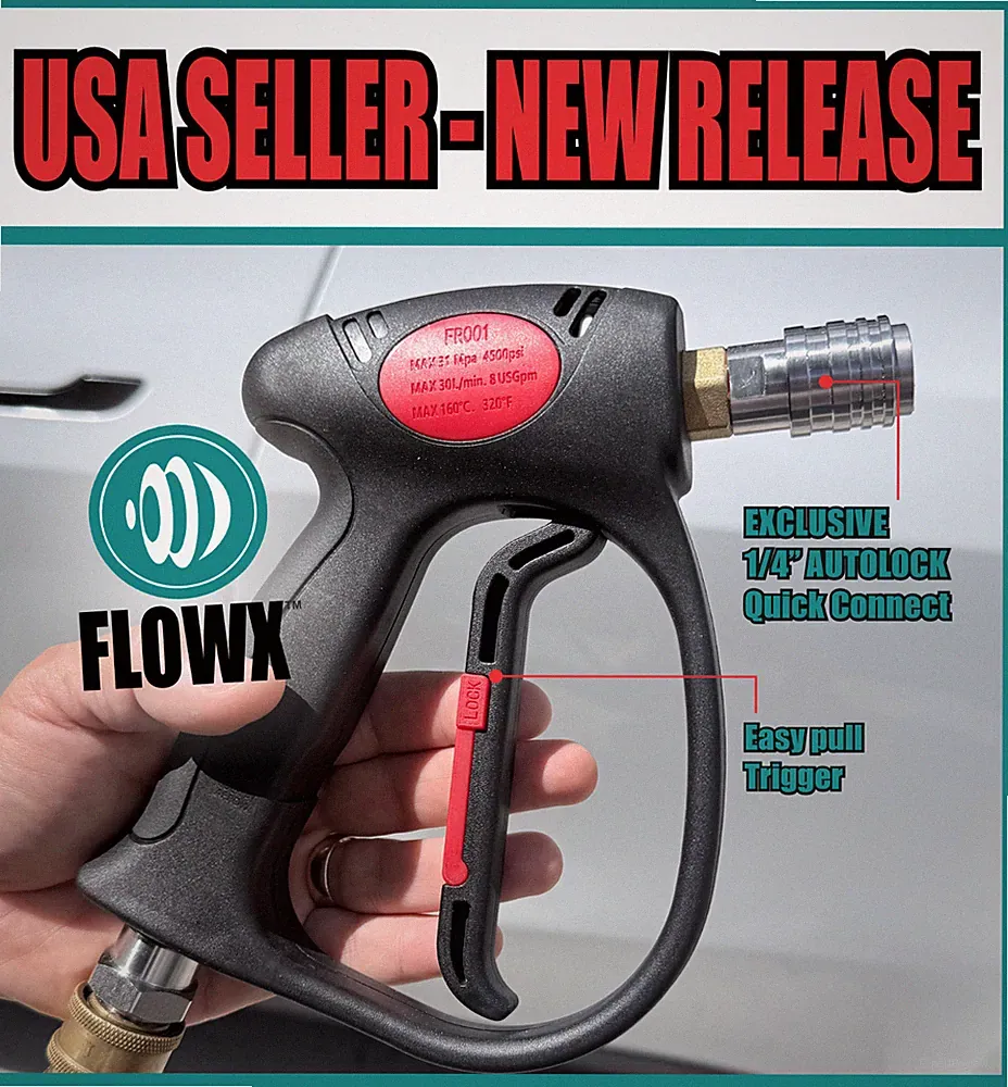 Pressure Washer Short Gun 4500PSI Car Wash Detail Swivel Automatic QuickConnect