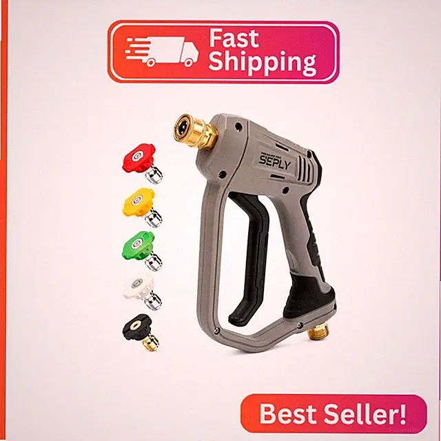 Pressure Washer Short Gun 5000 PSI with 5 Nozzle Tips, M22-14mm Fittings, Heavy