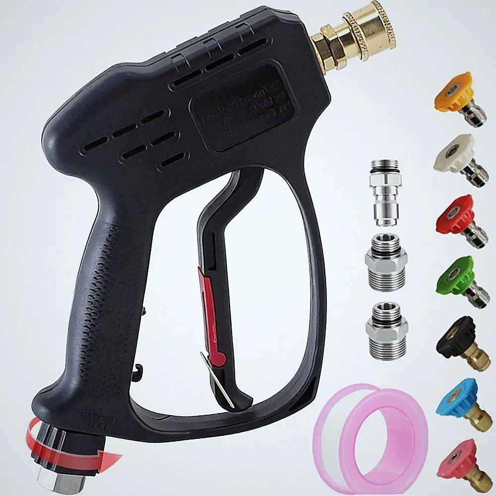 Pressure Washer Short Gun, Commercial 5000 PSI 10.5GPM 7 Spray Nozzle Tips, 3/8"