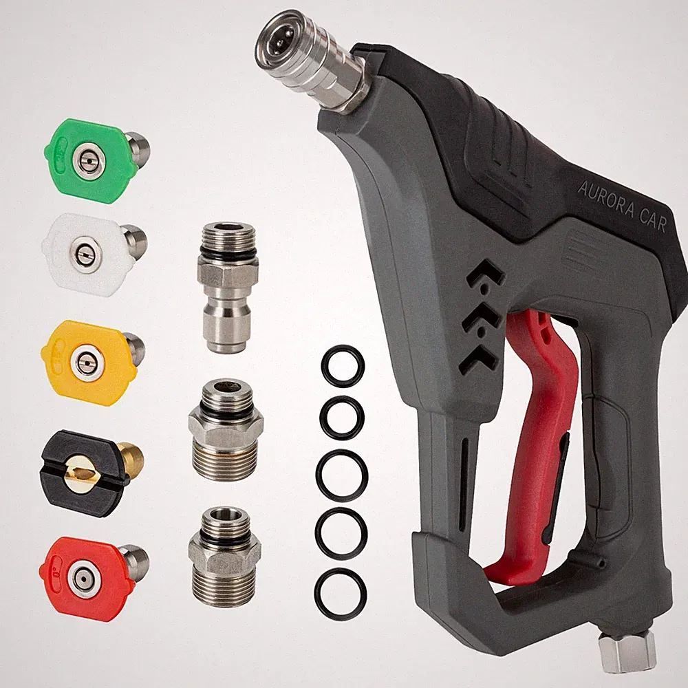 Pressure Washer Short Gun, Commercial 5000 PSI 12 GPM 5 Spray Nozzle Tips, 3/8"