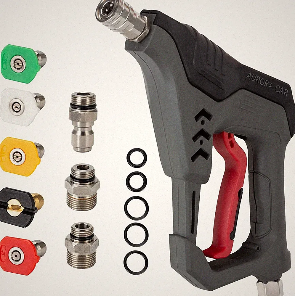 Pressure Washer Short Gun, Commercial 5000 PSI 12 GPM 5 Spray Nozzle Tips, 3/8"