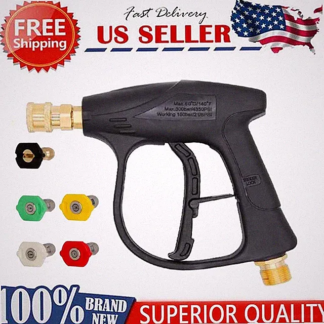 Pressure Washer Short Gun M22 14mm 1/4'' Quick Connect Spray Gun 5 Nozzle Tips