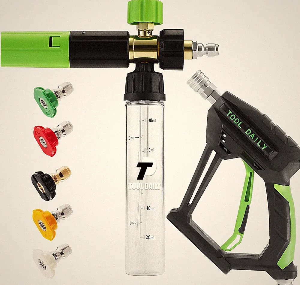 Pressure Washer Short Gun with Mini Foam Cannon Green Black 1pc Model JT114-1