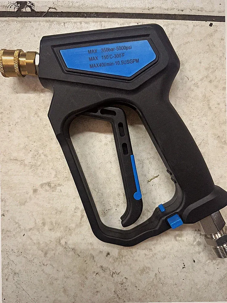 Pressure Washer Spray Gun 5000 PSI 350 Bar, Brass Fittings, Blue Accents