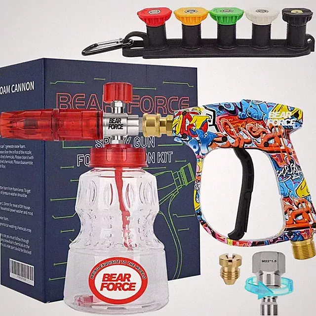 Pressure Washer Spray Gun Power Washer Short Gun with M22-ID14mm & Foam Canno...