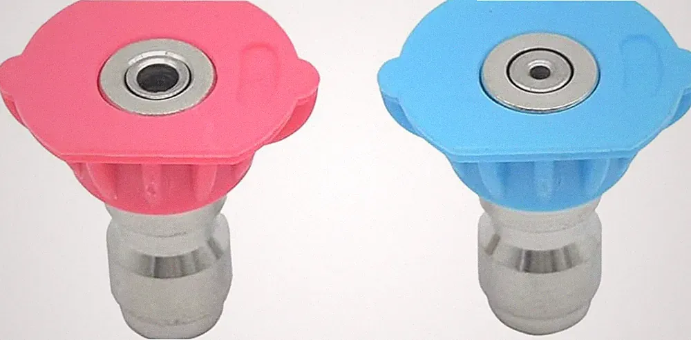 Pressure Washer Spray Nozzle Tips, Quick Connect, 4000 PSI, 1/4" NPT, Pink & Blu