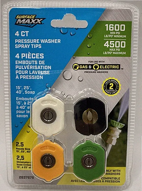 Pressure Washer Spray Tips 4 CT SURFACE MAXX 2637676