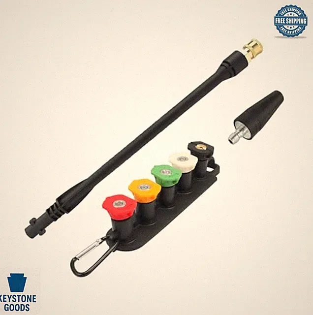 Pressure Washer Spray Wand 20 Inch 2300 PSI Turbo Nozzle 5 Spray Tips Belt Clip