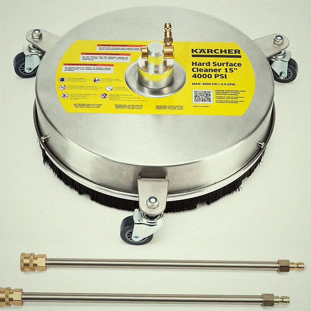 Pressure Washer Surface Cleaner 15", 3 Wheels, Stainless Steel, Quick Connect...