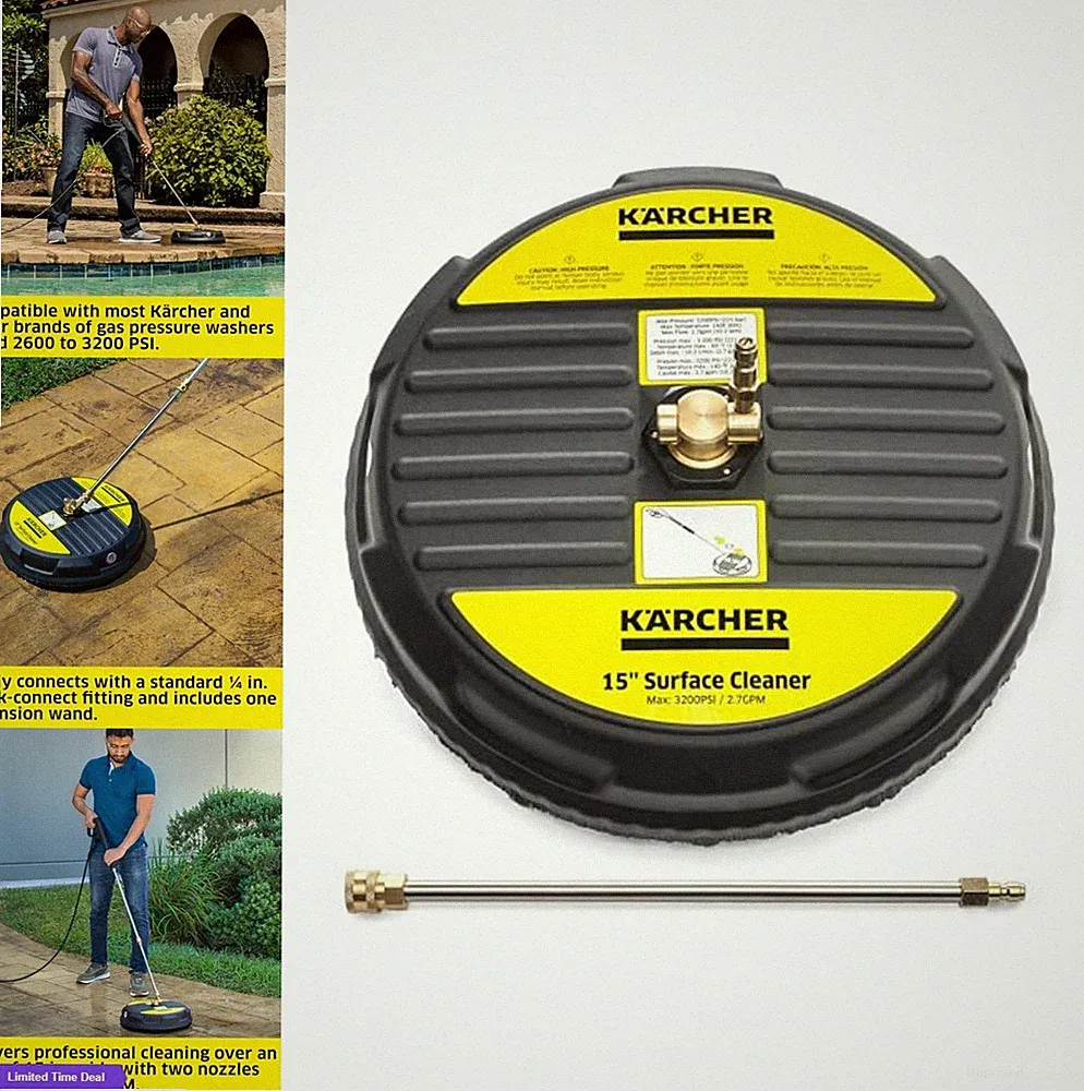 Pressure Washer Surface Cleaner 15 Inch 2600-3200 PSI 2.7 GPM Quick Connect