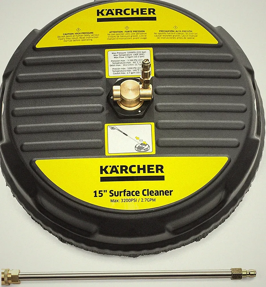 Pressure Washer Surface Cleaner 15", Quick Connect, 2600-3200 PSI, Ideal for Dri