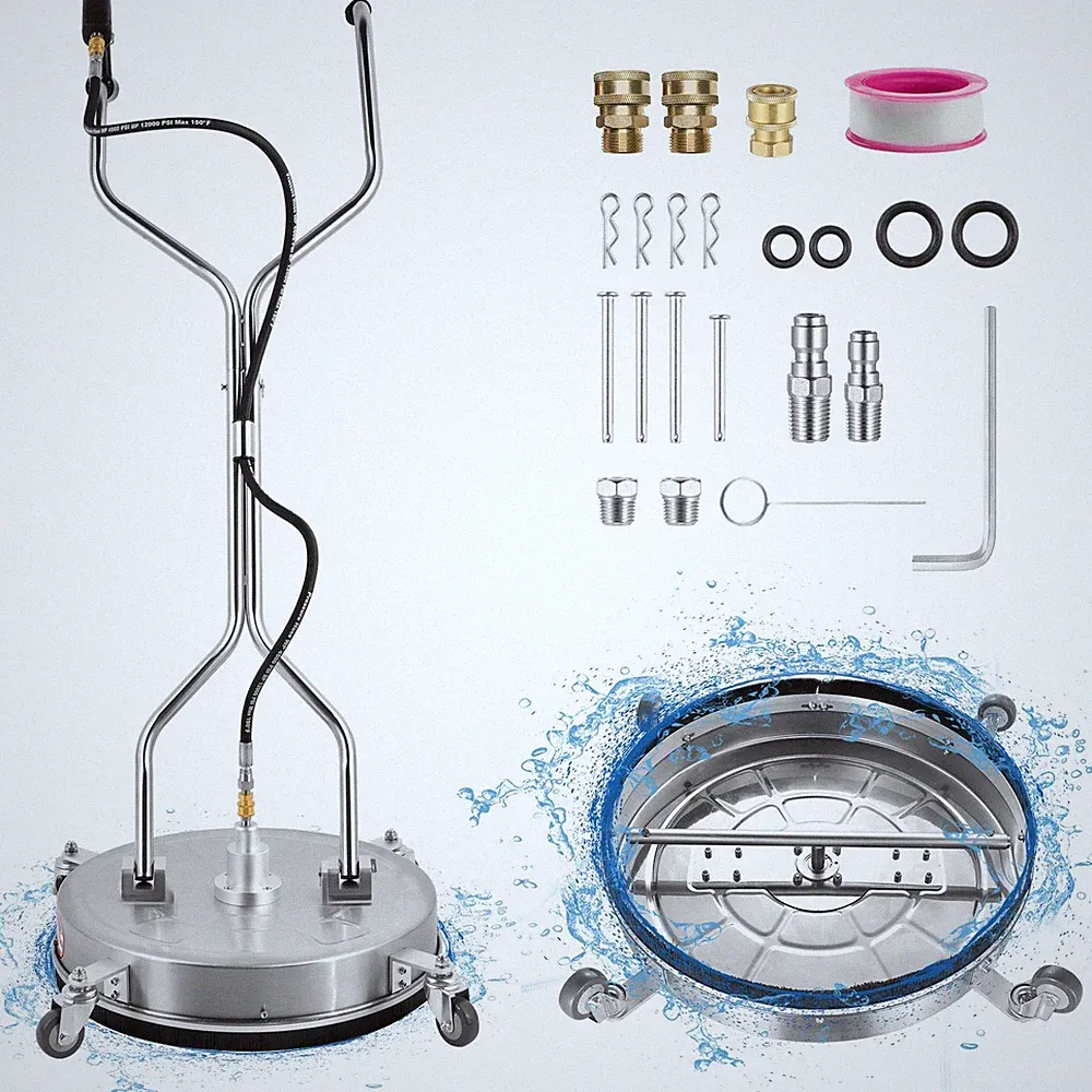 Pressure Washer Surface Cleaner 4000PSI w/ Handles & Wheels Stainless Steel