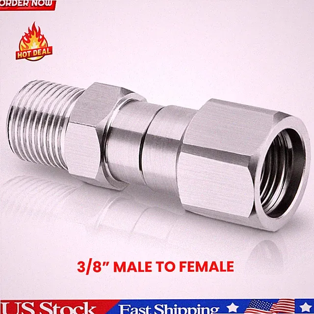 Pressure Washer Swivel 3/8 Inch NPT-M Male Thread 5000 PSI Stainless Steel