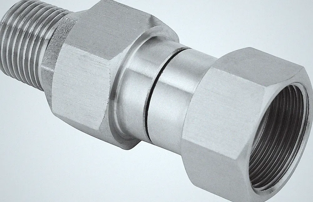 Pressure Washer Swivel Fitting, Metric M22 14Mm Thread, Stainless Steel, 4500 PS