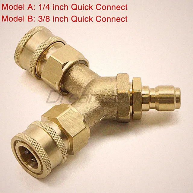 Pressure Washer Tee 3/8" 1/4inch Fitting Splitter Coupler Quick Connect Adapter