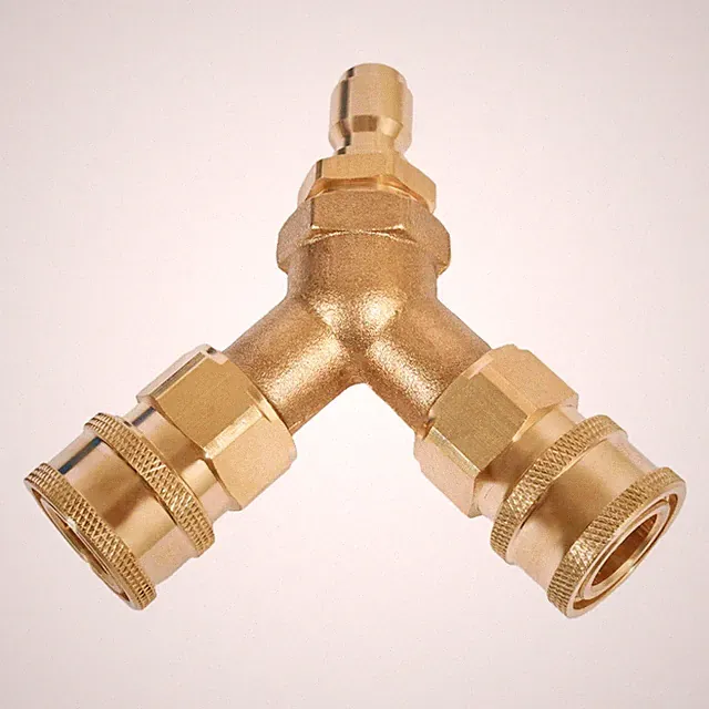Pressure Washer Tee 3/8 Inch Fitting Splitter Coupler Quick Connect Two Gun t...